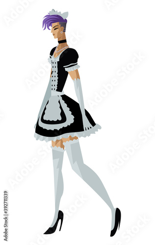 cute sensual maid transsexual dressed trap man