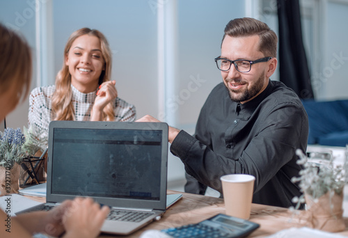 modern business team standing near the office Desk