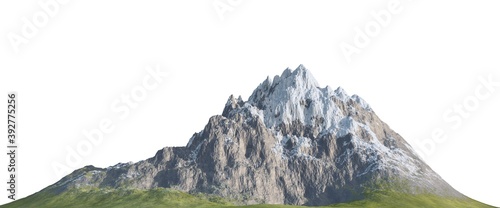 Snowy mountains Isolate on white background 3d illustration