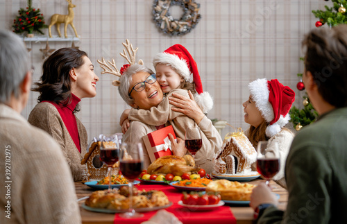 family celebrating Christmas