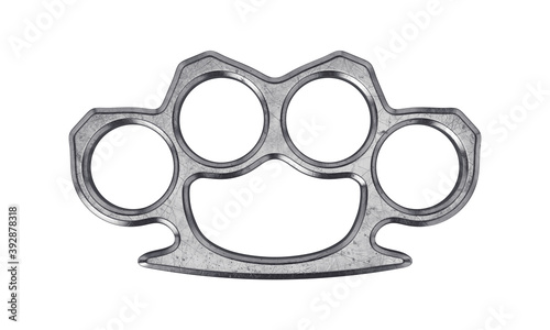 Brass knuckles metal isolated on a white background, 3D render