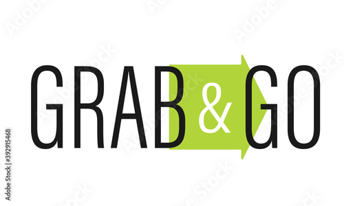 Grab and Go text banner. Clipart image