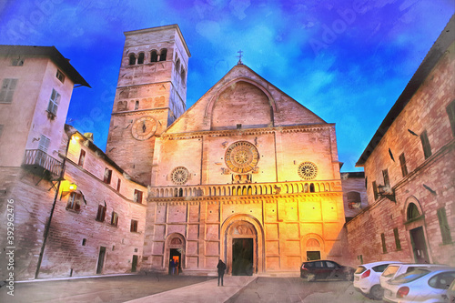 Basilica of San Francesco d'Assisi colorful painting looks like picture