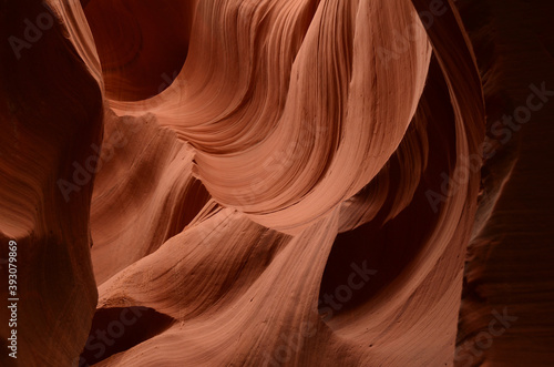 Curvy sandstone walls of the Antelope slot Canyon in Arizona, USA