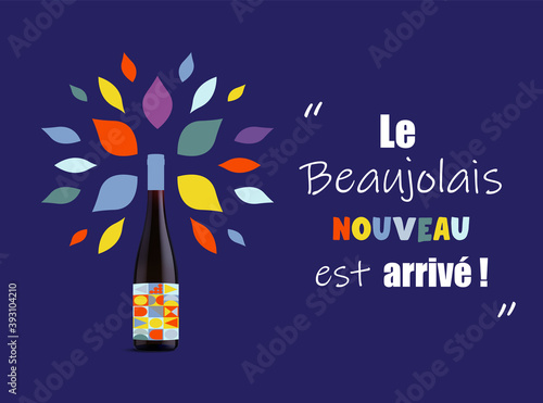 French festival concept for the new harvest of Beaujolais, French wine "Beaujolais Nouveau", in vector