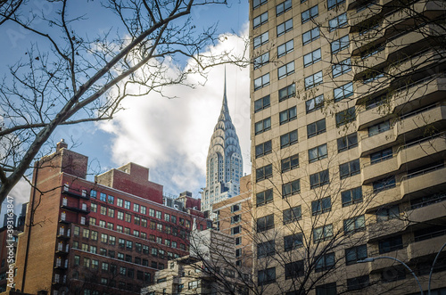 Art Deco Chrysler Building Amongst Other Buildings and Skyscrapers in Manhattan, New York City, USA