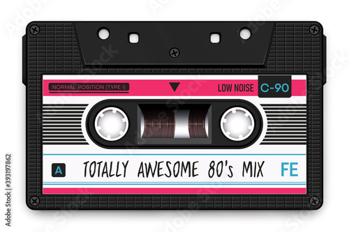 Relistic Black Audio Cassette, Totally Awesome 80's Mixtape