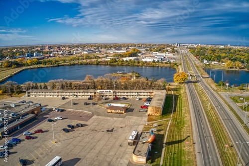 Aerial View of Autumn Colors in Huron, South Dakota