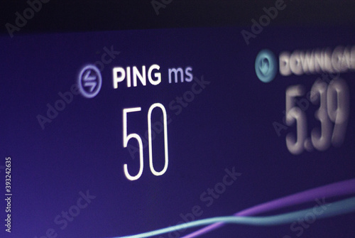 SAN JOSE ITURBIDE, MEXICO - Jul 02, 2020: Ping result of internet Speedtest