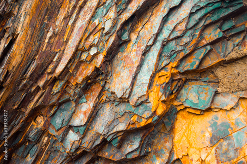 Rock layers , a colorful formation of rocks stacked over time. Interesting background a fascinating texture