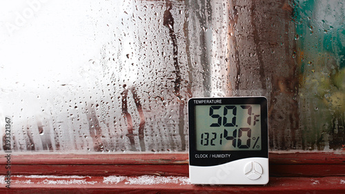 Thermometer and hygrometer of electronic to control temperature and humidity. Humidity indicator is indicated on the hygrometer of the device