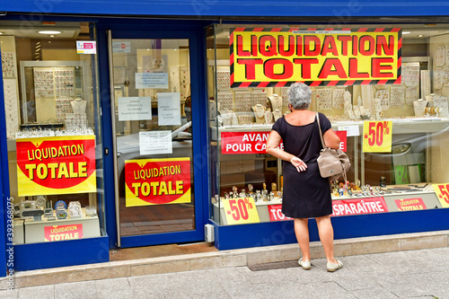 Loches; France - july 15 2020 : total liquidation