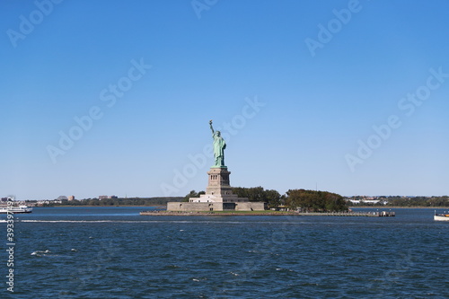 A view of Statue of Liberty are seen on board the Staten Island Ferry