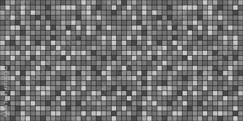 Tile background. Seamless tiled texture with many squares. Pixel wallpaper. Black and white illustration