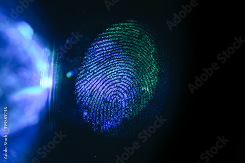 Close up beautiful abstract multi colored fingerprint on background texture for design. Macro photography view.