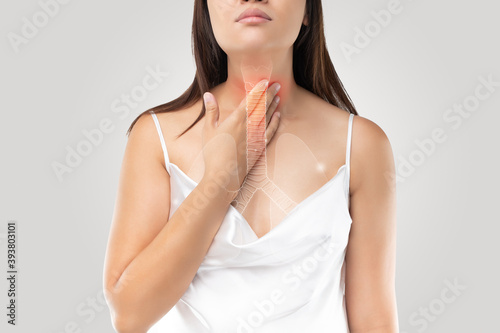Bronchial or windpipe on the woman body and Bronchitis symptoms