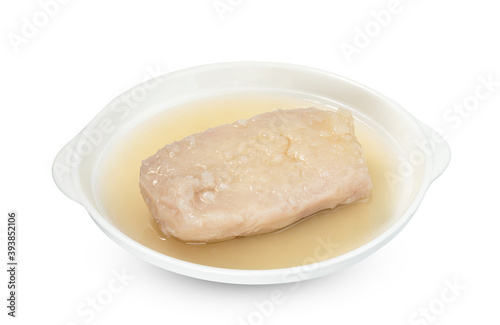 Taro in syrup with dish isolated on white background ,Thai Dessert, ,include clipping path
