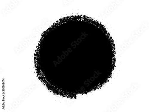 Grunge circle made of black paint.Grunge oval shape made as a postmark.