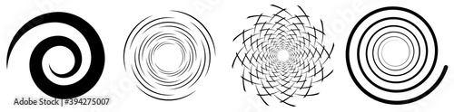 Spiral, swirl, twirl element set. Rotating circular shape Vector Illustration