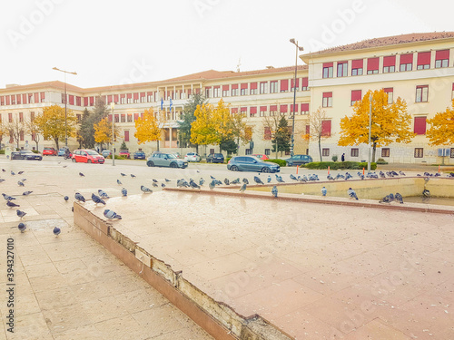 ioannina city in autumn central amdinistration building and roads