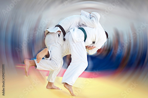 Judo throw with motion blur