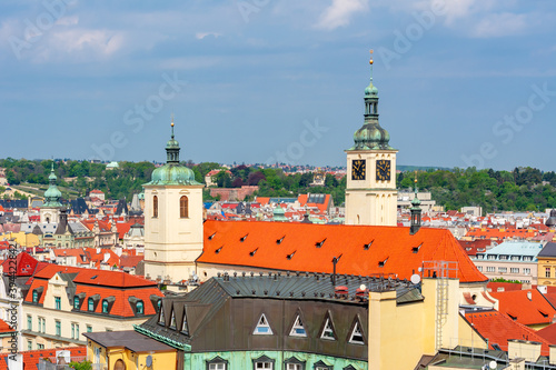 Kostel of Saint Jakub towers in Prague, Czech Republic