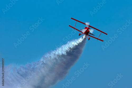 A Pitts 2B performing aerobatics in the air