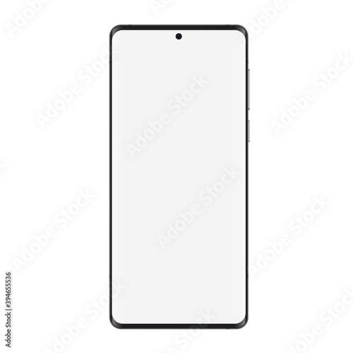 Smartphone realistic mockup vector illustration. Modern outline wireframe smart phone device, trendy portable cellphone gadget with blank white screen and front view isolated on white background