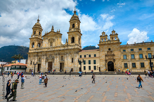 BOGOTA,COLOMBIA/MARCH 15,2018:Cathedral of Bogota in Bolivar Square