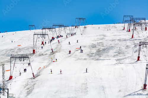 Les deux Alpes snowsports resort with year-round snow covering and skiable glacier at 3600 m altitude in summer