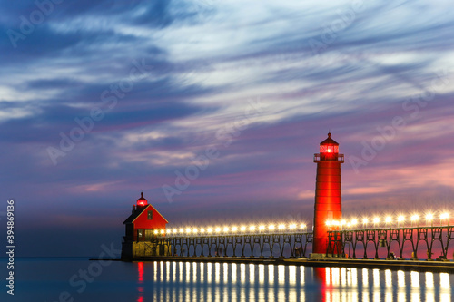 lighthouse at sunset, Grand Haven Lighthouse 