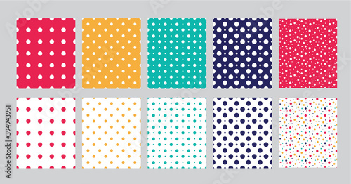 Simple Vector Seamless Dot Patterns - Polka