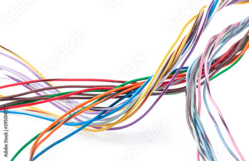 Multicolored cable isolated on white background