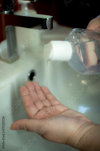 Prevention of coronavirus-destruction of pathogenic bacteria. Wash your hands with liquid soap