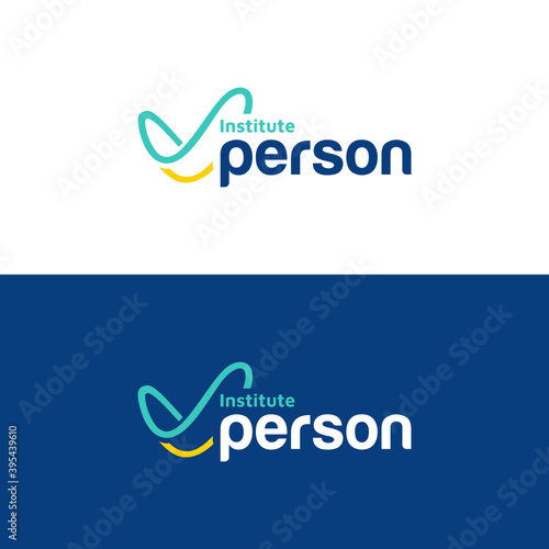 Person institute vector logo. Abstract line elements
