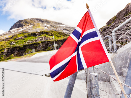 Norwegian flag on Utsikten viewpoint