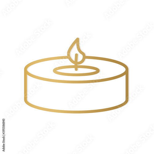golden tealight candle icon- vector illustration