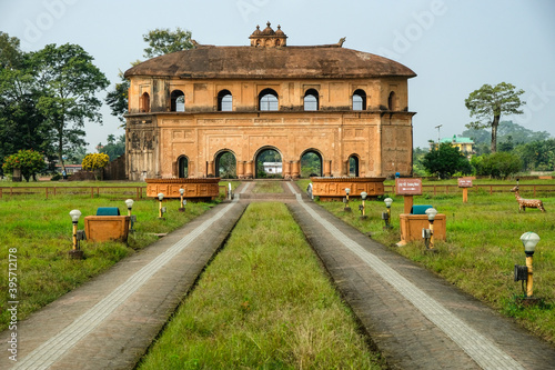Sivasagar, India - November 2020: The Rang Ghar the royal sports-pavilion where Ahom kings and nobles were spectators at games on November 22, 2020 in Sivasagar, Assam, India.