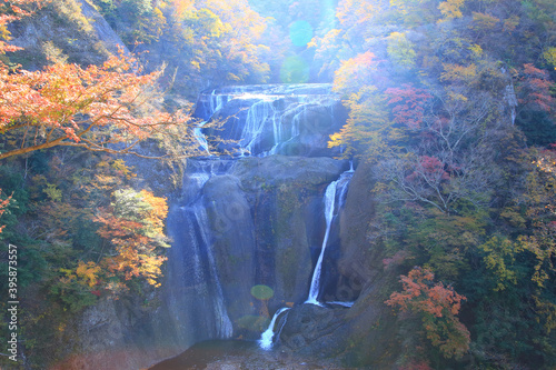 view of the waterfall in autumn