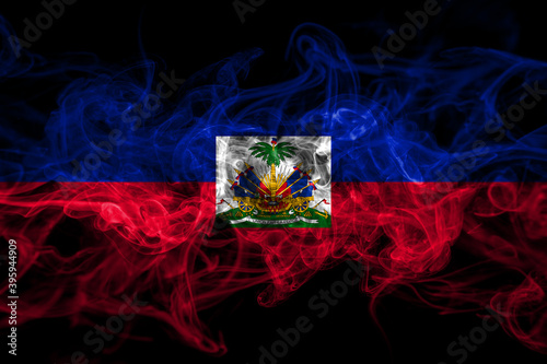 Haiti smoke flag isolated on black background