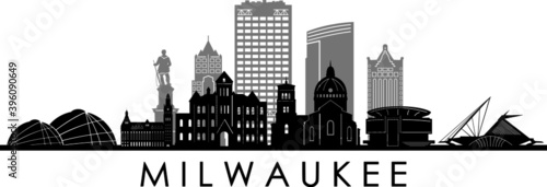 MILWAUKEE Wisconsin SKYLINE City Outline Silhouette 