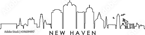 NEW HAVEN Connecticut SKYLINE City Outline Silhouette 