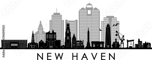 NEW HAVEN Connecticut SKYLINE City Outline Silhouette 