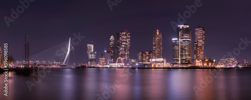 Rotterdam city skyline at night panorama