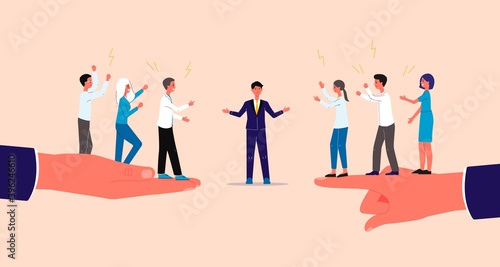 Mediation and settlement of business conflicts flat vector illustration.