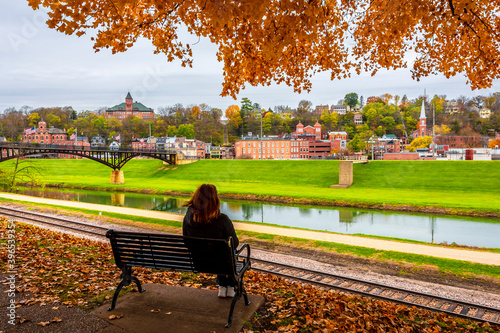 Historical Galena Town view at Autumn in Illinois of USA