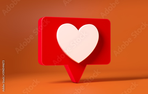 Like heart icon isolated on orange background in a square