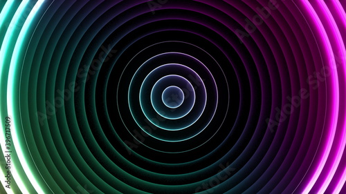 Abstract neon background of circles. Seamless