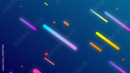 A trendy background of glowing neon stripes or lines on dark blue