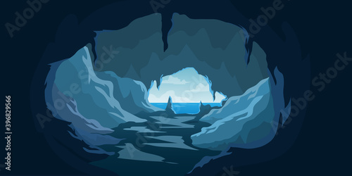 vector illustration of a cave on the beach